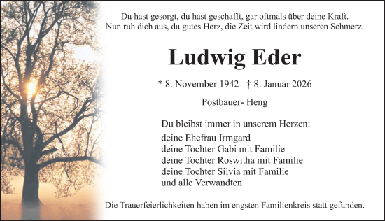 Traueranzeige von Ludwig Eder von Neumarkter Nachrichten Lokal