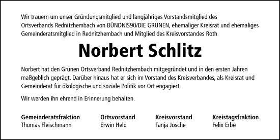 Traueranzeige von Norbert Schlitz von HST,HRHV