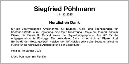 Traueranzeige von Siegfried Pöhlmann von Erlanger Nachrichten Lokal