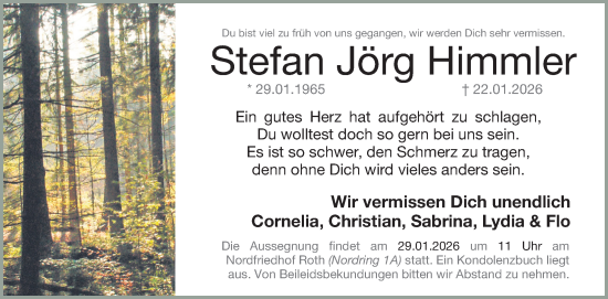 Traueranzeige von Stefan Jörg Himmler von Roth-Hilpoltsteiner Volkszeitung Lokal