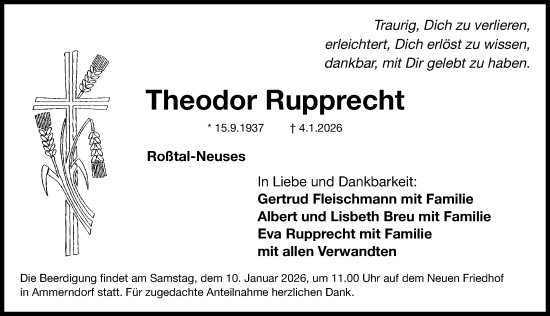 Traueranzeige von Theodor Rupprecht von Fürther Nachrichten Lokal