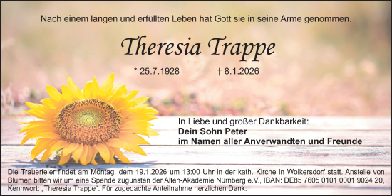 Traueranzeige von Theresia Trappe von HST,G