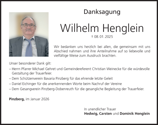 Traueranzeige von Wilhelm Henglein von Nordbayerische Nachrichten Forchheim Lokal