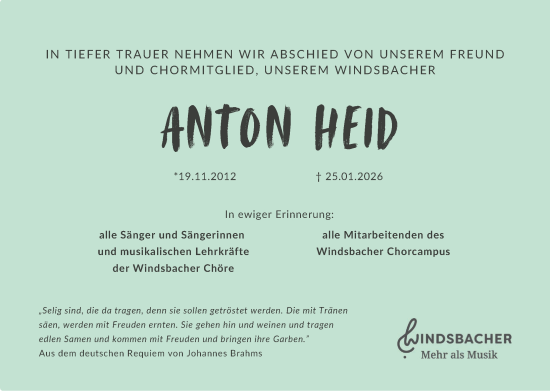 Traueranzeige von Anton Georg Heid von Gesamtausgabe Nürnberger Nachrichten/ Nürnberger Ztg.