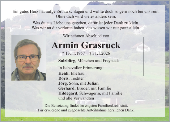 Traueranzeige von Armin Grasruck von Neumarkter Nachrichten Lokal