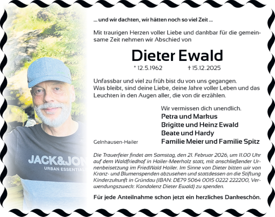 Traueranzeige von Dieter Ewald von Erlanger Nachrichten Lokal