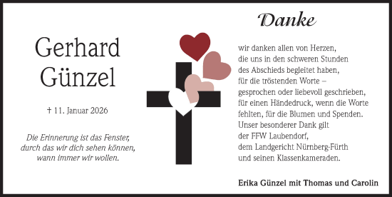 Traueranzeige von Gerhard Günzel von Fürther Nachrichten Lokal