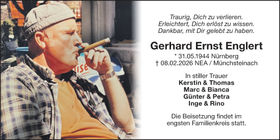 Traueranzeige von Gerhard Ernst Englert von Gesamtausgabe Nürnberger Nachrichten/ Nürnberger Ztg.
