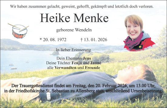 Traueranzeige von Heike Menke von Roth-Hilpoltsteiner Volkszeitung Lokal