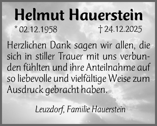 Traueranzeige von Helmut Hauerstein von Schwabacher Tagblatt Lokal