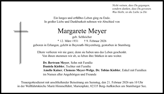 Traueranzeige von Margarete Meyer von Erlanger Nachrichten Lokal