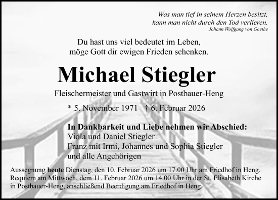 Traueranzeige von Michael Stiegler von Neumarkter Nachrichten Lokal