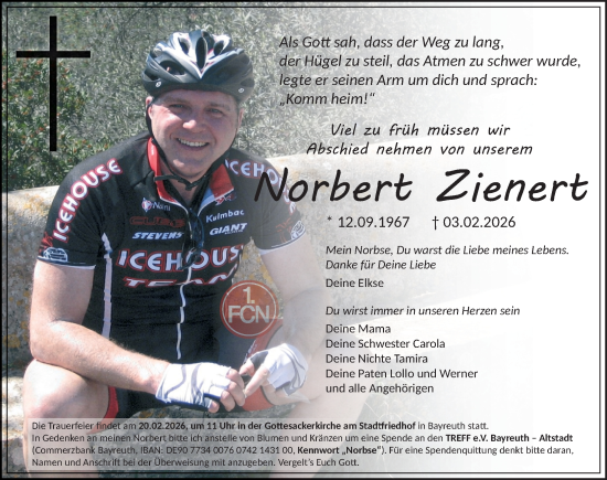 Traueranzeige von Norbert Zienert von Fürther Nachrichten Lokal