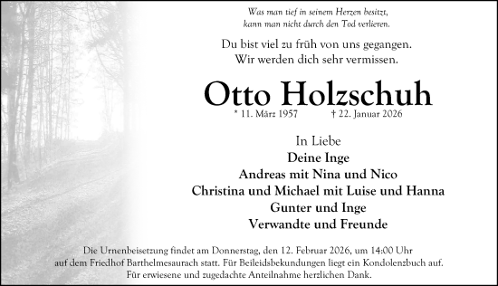 Traueranzeige von Otto Holzschuh von Schwabacher Tagblatt Lokal