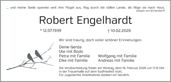 Traueranzeige von Robert Engelhardt von Gesamtausgabe Nürnberger Nachrichten/ Nürnberger Ztg.